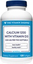 Kalsium (karbonat) 1200mg – Mineral Essential for sunne bein og tenner, 100% daglig verdi – tilsatt 400IU vitamin D å hjelpe i absorpsjon (120 Softgels) av Vitamin Shoppe