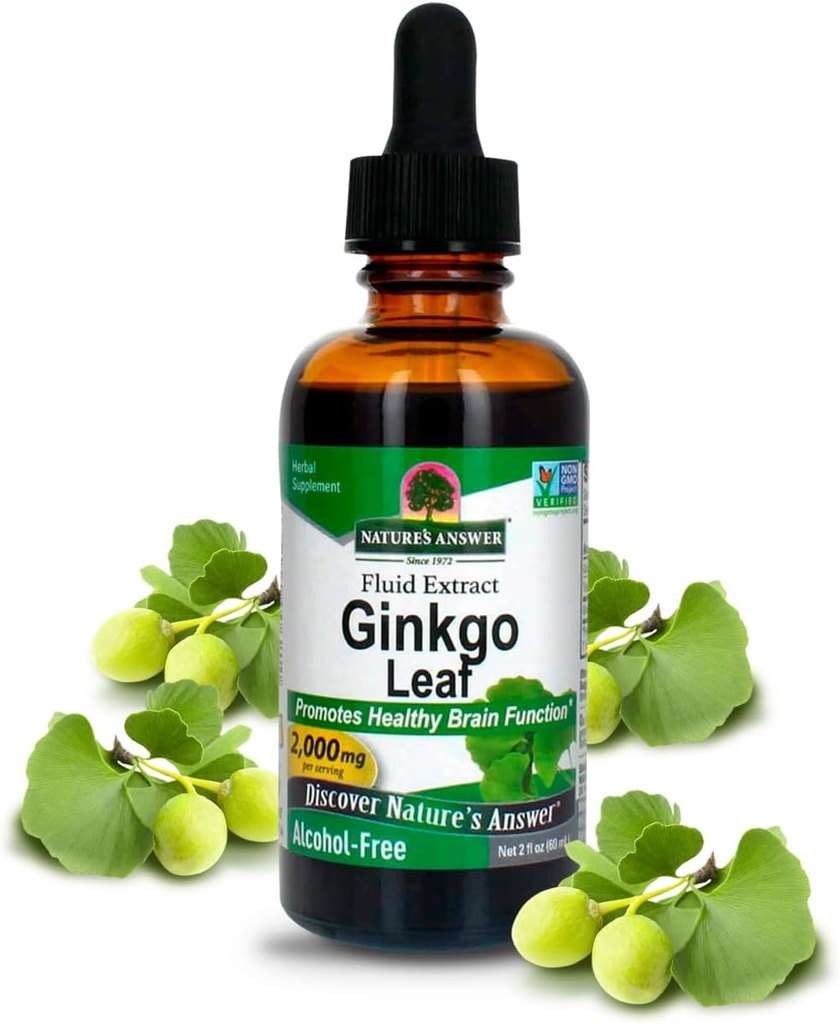 Prírodná odpoveď Alkohol zadarmo Ginkgo Biloba Leaf Extract, 2 Ounce, 2 gróf 
