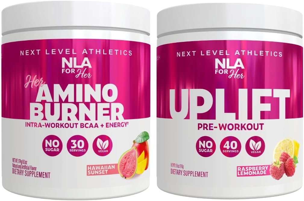 Her Pre / Intra Workout Stack üçün NLA (Includes Her Termogenik Amino Hawaiian və Sunset Uplift Raspberry Limonade)