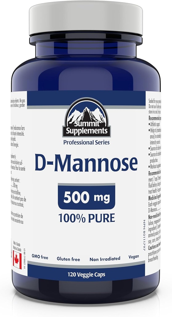Summit Supplements - D-Mannose Capsules 500 mq, 120 Veggie Caps - Support Urinary Tract Health - Enerji İstehsalatı əlaqədar avtomobilbohidratlar Source - Athletic Support Supplement