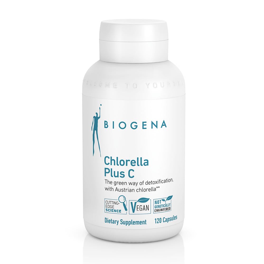 BIOGENA Chlorella Plus C Green Alga Supporting Detox Capsules with 900 mg Organic Chlorella Vulgaris Powder - Non-GMO Supplement