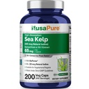 NusaPure Sea Kelp Natural Iodine Capsules, 65 mg, 200 Veg Capsules (Non-GMO, Vegan)
