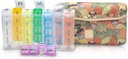 Made Easy Kit Pill Case Large 7-Day / 28 Komponenten in Neopren Carrier mit Storage Pill Box in Täglich in Morn, NOON, EVE, Bett a Weekly Vitamin, Medizin, Kapsel Organisation (Khaki Desert Cactus)
