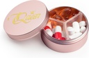 Petit Casetisme de Piell 3 comparades, Metal Arrodonible Pill Box, organitzador del transport d'aigua Testing Pill, Peurse Medicie Medicine Holber EDC (Rose Gold amb Queen)