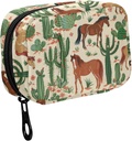 Fustylead Hand Draw Western Horses ja Cactus Pill Korraldaja Purse, iganädalane kaasaskantav Pill Box Zipper ladustamiseks Vitamiinid Kalaõli Ravimid Toidulisandid