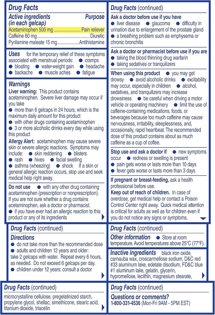 Midol komplett menstruációs fájdalomcsillapító zselacaps Acetaminophennel Menstruációs Szindróma Relief - 24 Count (8-as csomag)