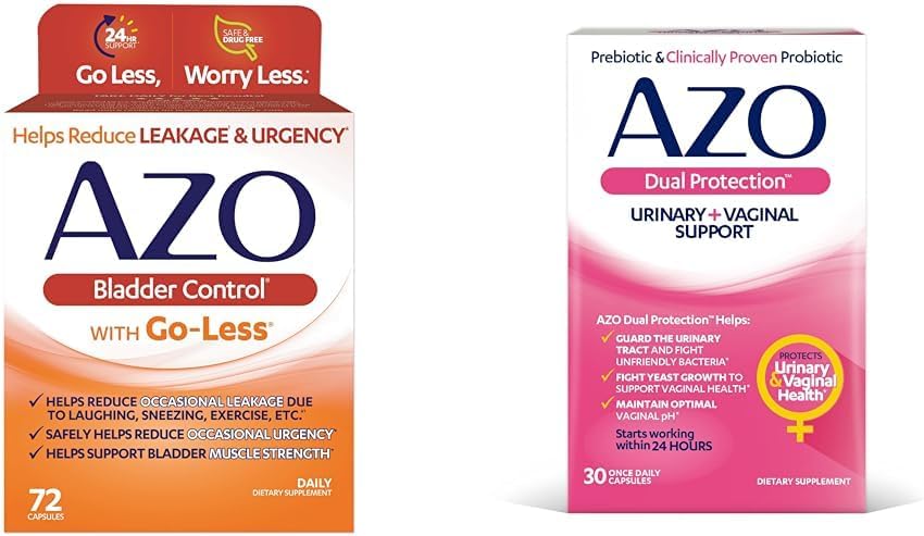 AZO Bladder Control with Go-Less Daily Supplement: Helpsפחתת Urgency ו- Double Protection | Urinary + Vaginal Support
