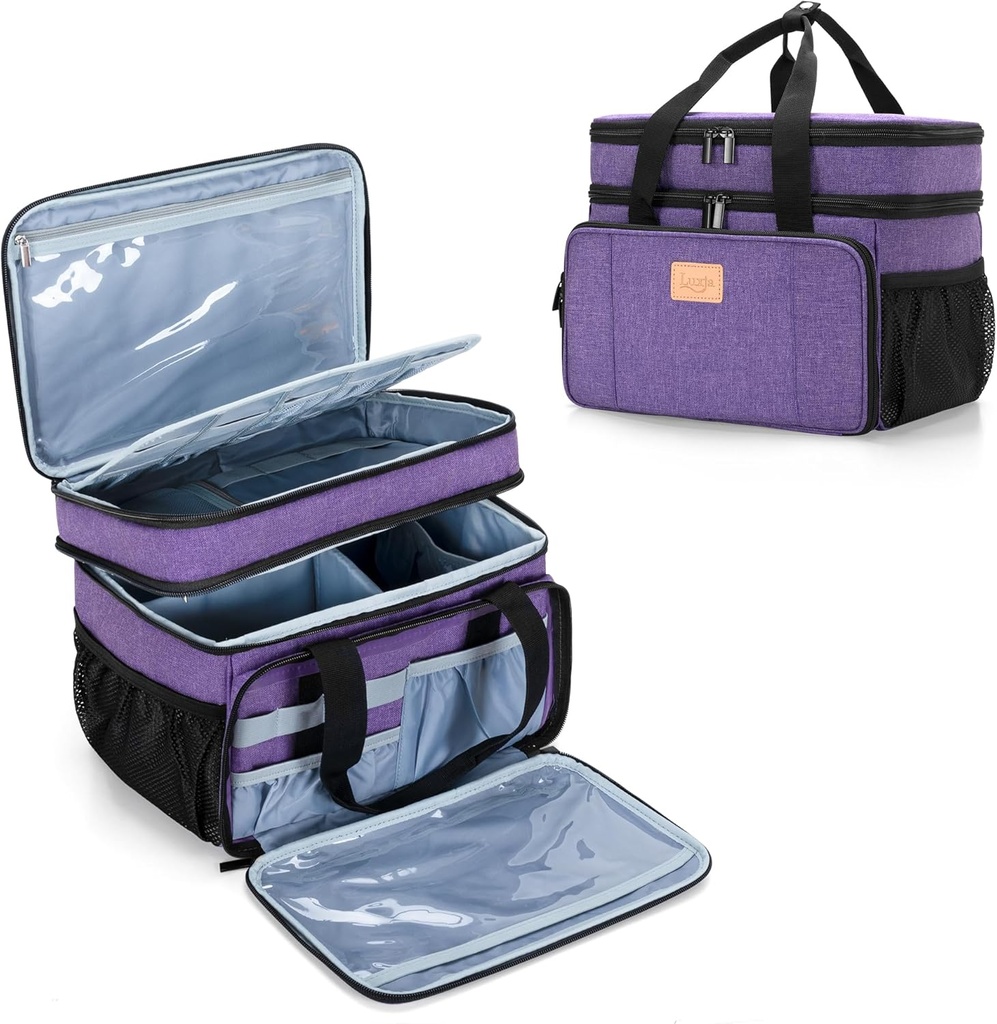 LUXJA 2 Layers Medicine Bag with Detachable Divider, Pill Bottle Organizer Ev və ya Travel istifadə, Purple