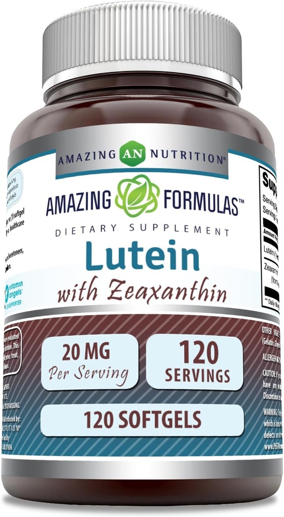 Nuostabi formulė Lutein 20 mg su Zeaksantino 800 mcg, Softgels Addition, Non-GMO, 124; Gluten Free, JAV (120 Count)