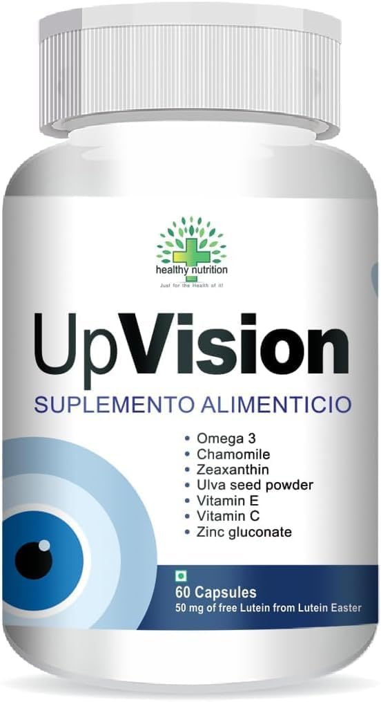 Üldine Upvision Eye Care Supplemnt silmade tervise jaoks Omega-3, Vitamiin E, VIT A, VIT C, Luteiin, Zeaxanthin, VIT B2 Vegetarian 60 Kapslid-Pack 1