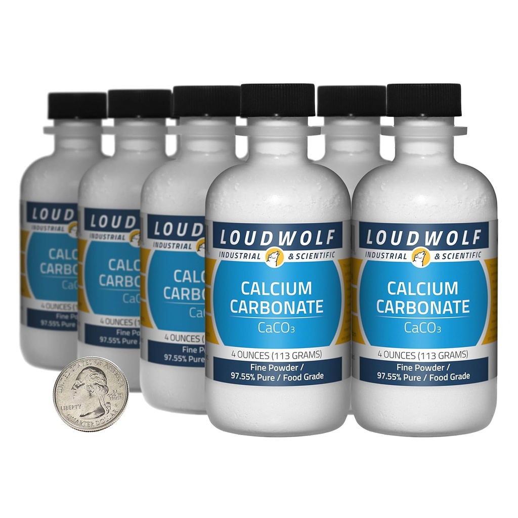 Calcium Carbonate / 2 Pounds / 8 Bottles / 97.55% Pure Food Grade/Fine Powder