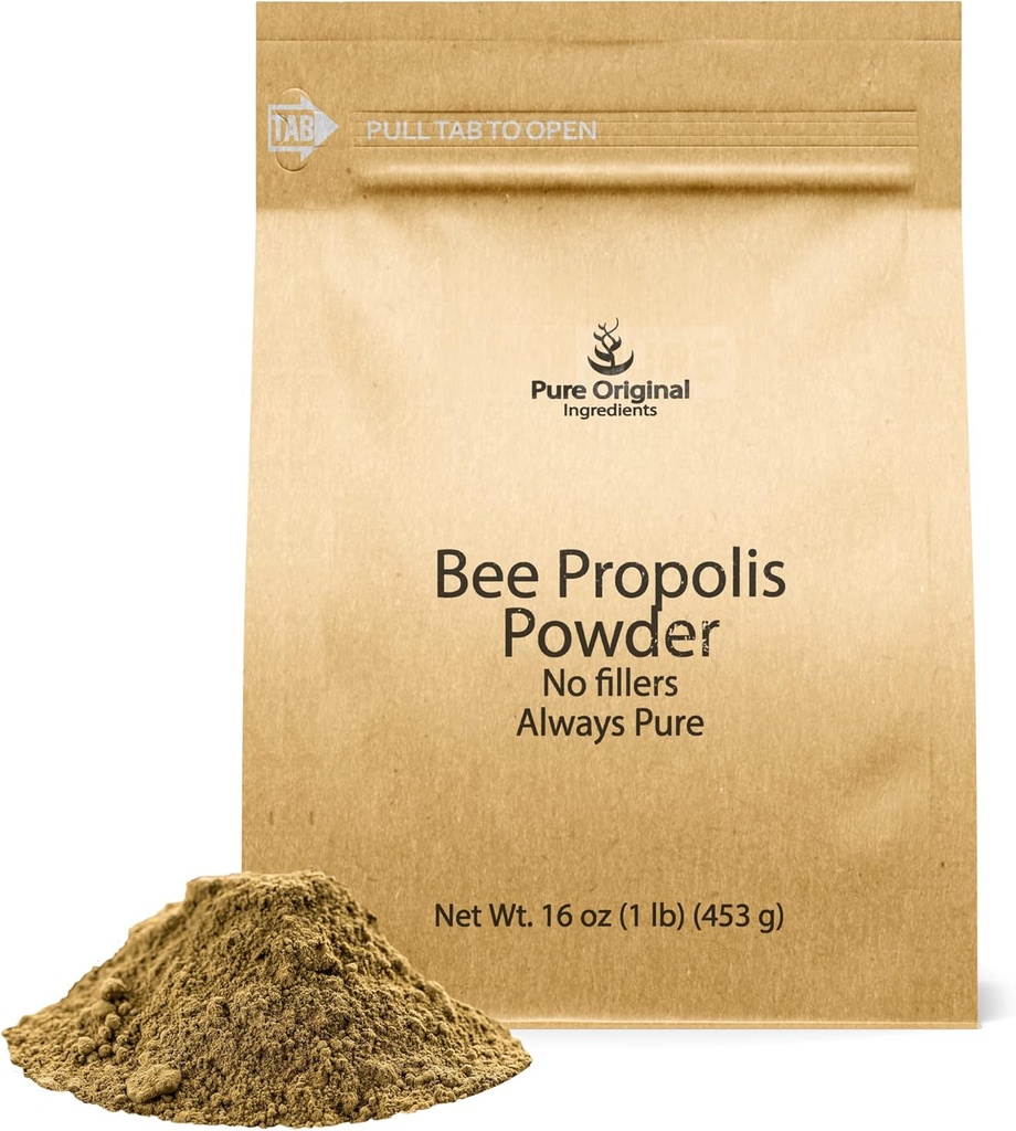 PURE ORIGINAL INGREDIENTS Bee Propolis Milteliai (1 LB) No Filers, Lab Patikrinta, Visada Grynas