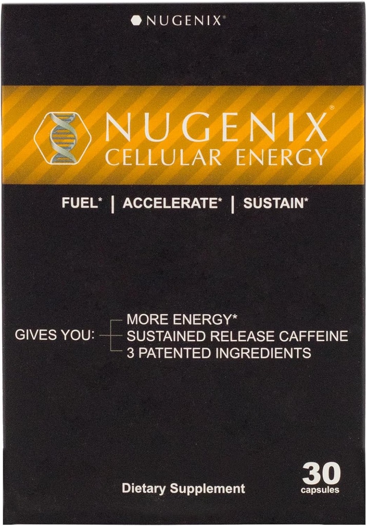 Nugenix Cellular Energy - Suplimente energetice - L-Carnitina si L-Tratrate, elevATP, Extended Release Cafeina, L-Tyrosine, 30 Conte