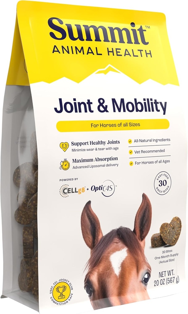 Summit Equine Joint & Mobility Bites Denní dodatek pro koně, Liposomální Dodávka, Max Absorpce, Vet Doporučené, All- Přirozené ingredience, 100% Drog- Free, Zdravé spojky - 30 Bites