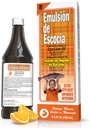 EMULSION DE ESCOCIA Cod Liver Oil, Orange flavor, 6.5 fl oz (1 Pack) - 비타민 A, D, E, B1, Immune 및 Bone 건강, 아이 & 성인을위한 오메가-3 생선 오일