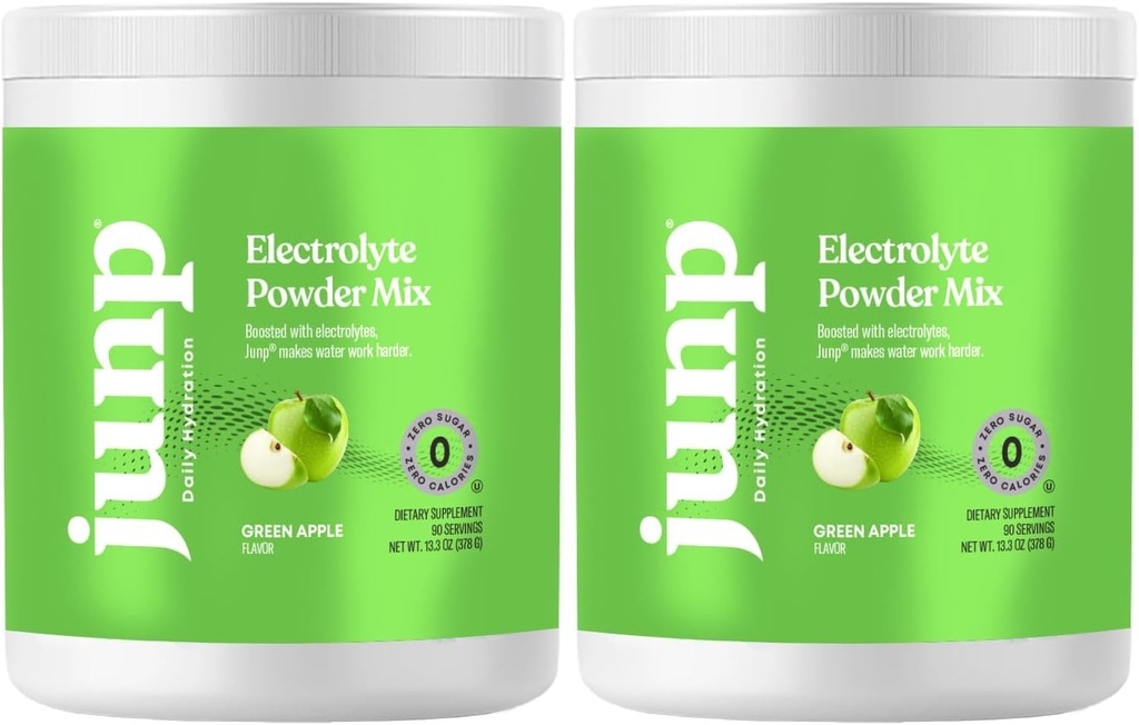 JUNP Electrolytes Powder No Sugar No Carbs - Mouthinfasing Green Apple Drink Mix - Draslík & Salt Electrolyte Hydration Powder Nula Calorie Cukr Volný Electrolyte Powder, Keto Friendly, 180 Serings