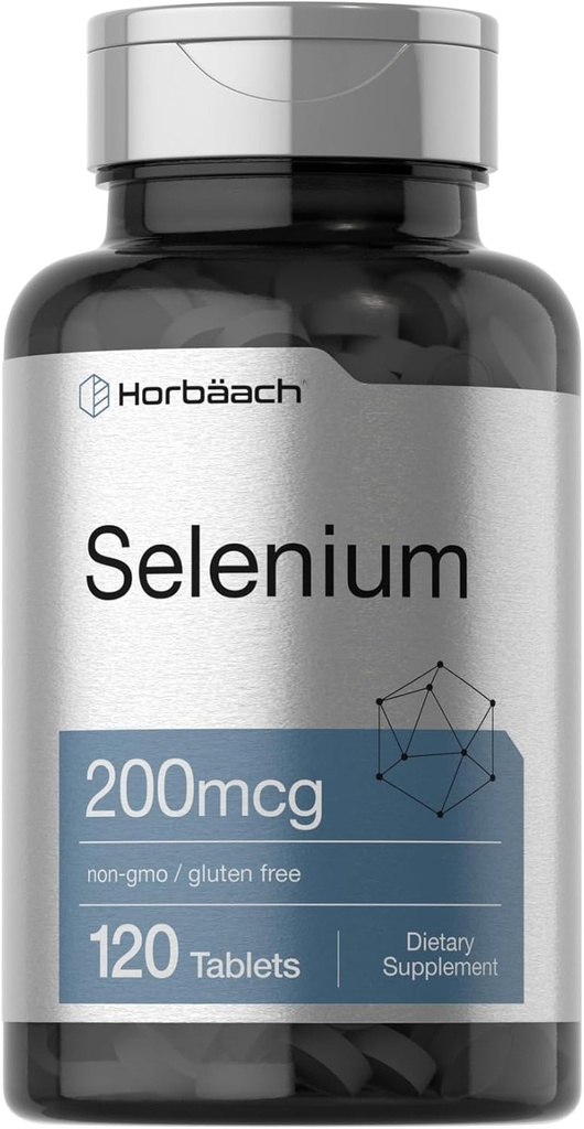 Horbach Seleium 200mcg Supplement for Med & Men | 120 Tables | Non-GMO และ Glute Free