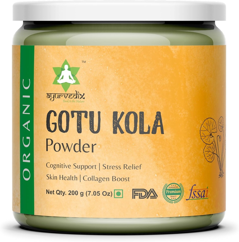 Organic Gotu Kola Toz - Herbal Supplement Boosts Immunity & Sup0ports Digestion - Gluten-Free - Centella Asiatica - Mandupakarni Toz və Brahmi Toz - 7.05 Oz / 200g