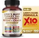 Lion's Mane Turkije staart Cordyceps Reishi Chaga - algemene wellness ondersteuning- Made in USA