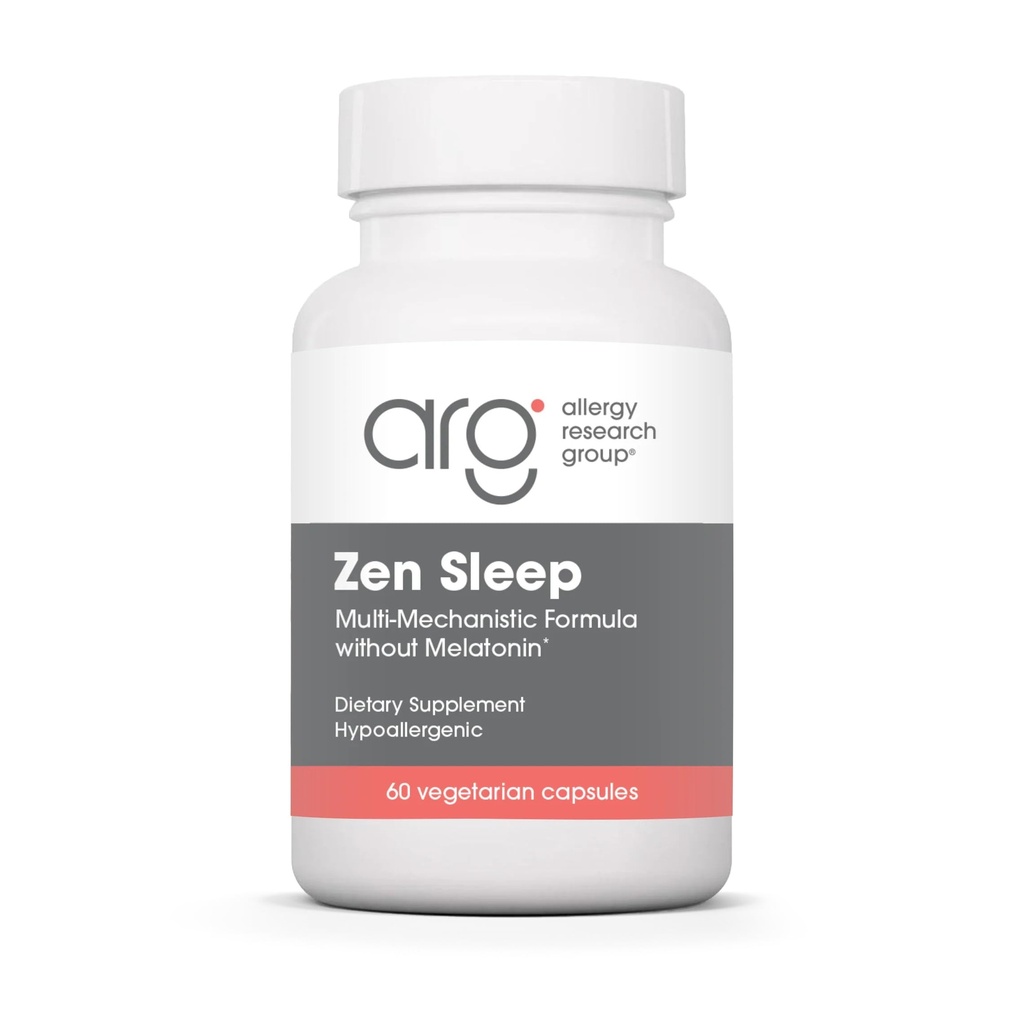Allergy Research Group ARG Zen Sleep - Supports Relaxation and Natural Sleep Patterns Without Melatonin - L-Theanine GABA and 5-HTP Formula - Vegetarian & Hypoallergenic - 30 Servings - 60 Capsules