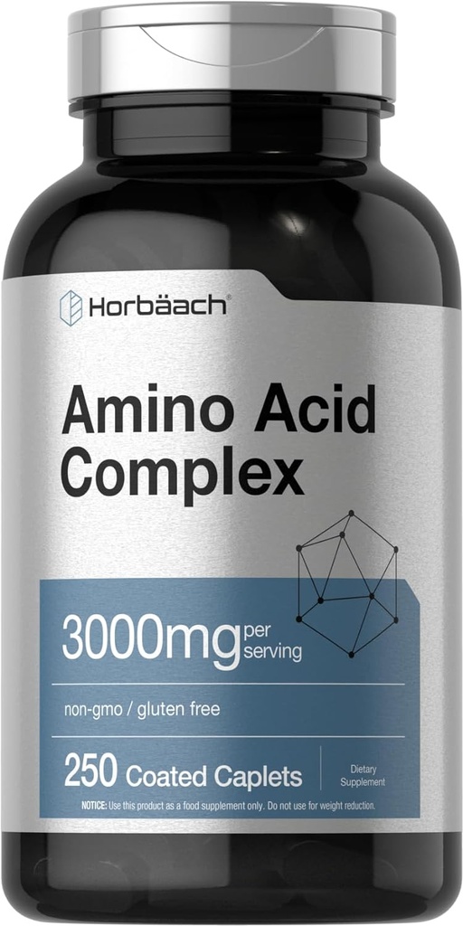 Herbach Amino Control Complex 3000mg | 250 Caplets | Non-GMO, Gluten Free Supplement