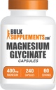 BulkSupples.com Magnio glicinato kapsulės - Magnio papildas, labai absorbuota forma - Gluten Free, 4 kapsulės vienam servavimui (400mg), 240 skaičius (pakuotė 1)