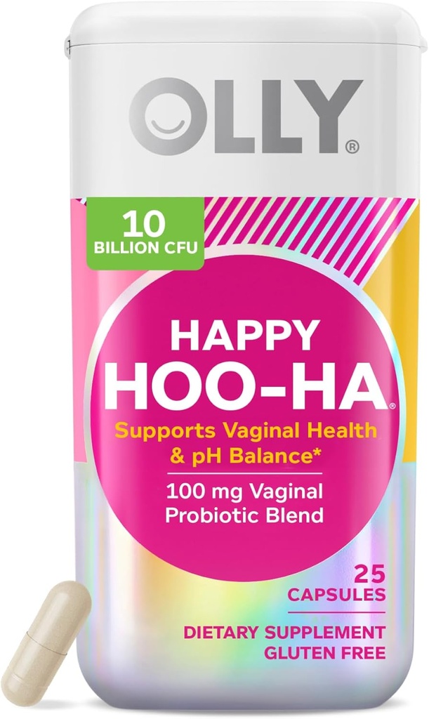 OLLY Happy Hoo-Ha Kapsüller, Qadınlar üçün Probiyotik, Vaginal Sağlamlıq və pH Balance, 10 milyar CFU, Gluten Pulsuz - 25 Şərh