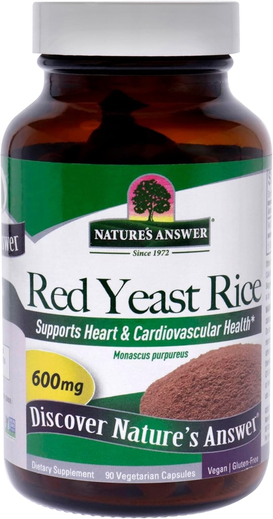 Příroda odpověď Red Yeast Rice Herbal dodatek Vegetariánské kapsle, 90-Count 124; Podporuje zdravé srdce 124; Kardiovaskulární podpora 124; prospěšné pro cirkulaci krve