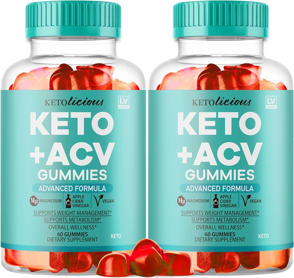(2 pakke) Ketolicious Keto ACV Gummies, Ketolious Gummys Advanced Formula 1050MG, All Naturlig Premium Plus Apple Cider Vinegar Gummy Maksimal styrke Gomitas anmeldelser, 120 Gummies i 2 måneder