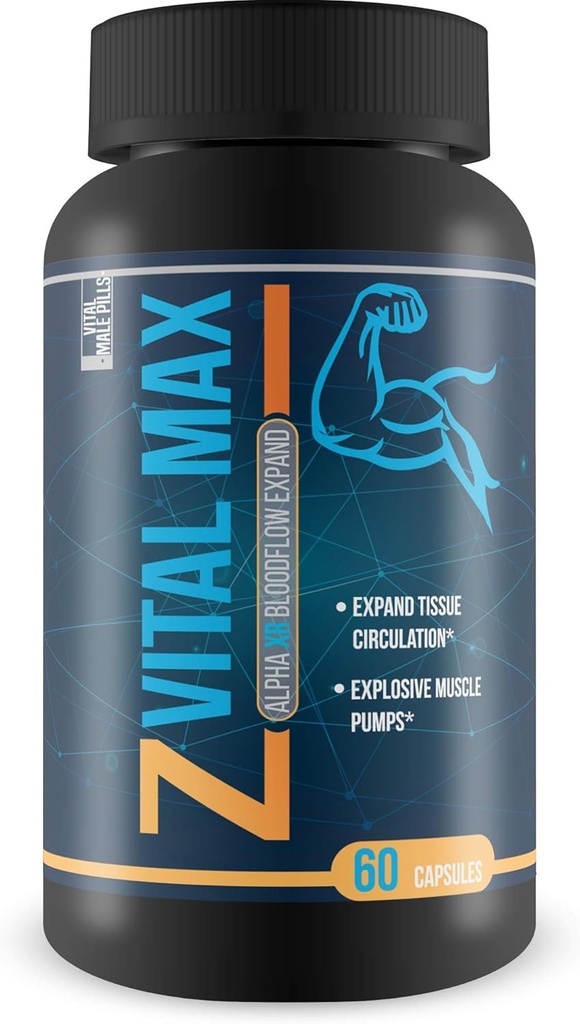 Z Vital Max N02 - Alpha XR Blodstrømsekspansjon - Utvid veier og stoffer med økt blodstrøm - laget med kraftig kildet L-argentin en naturlig vasodialator - Flott for preworkout eller pre aktivitet