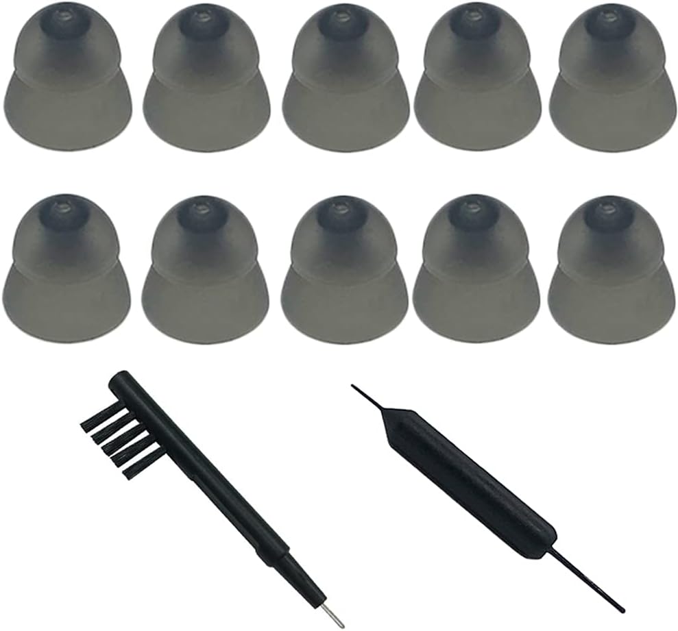 Smokey Hearing Aid Power Domes Stäng Domes Ear tips för ReSound Sure Fit Style RIC RITE och Open Fit BTE Hörselförstärkare med rengöringsverktyg Brush Cleaner och Carry Case (Smokey, Medium)