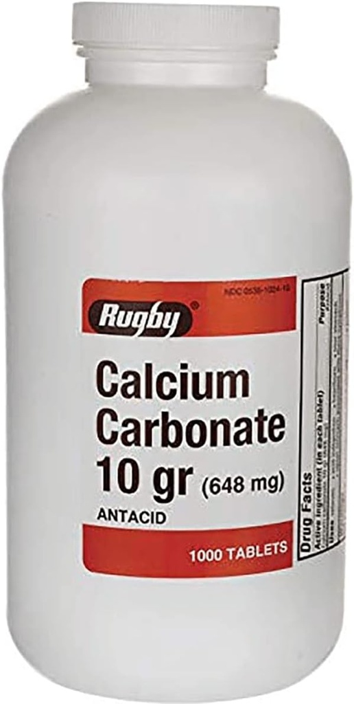 Carbonato de cálcio 10 gr (648 mg) - Antiácido - 1000 Comprimidos
