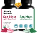 Atlantic Naturals Sea Moss Superfood Bundle - Sea Sammal peedijuure ja Spirulina kapslitega - kaitsetoetus, verevool, ühine tervis ja raud - 240 kapslit (2 x 120 ct)