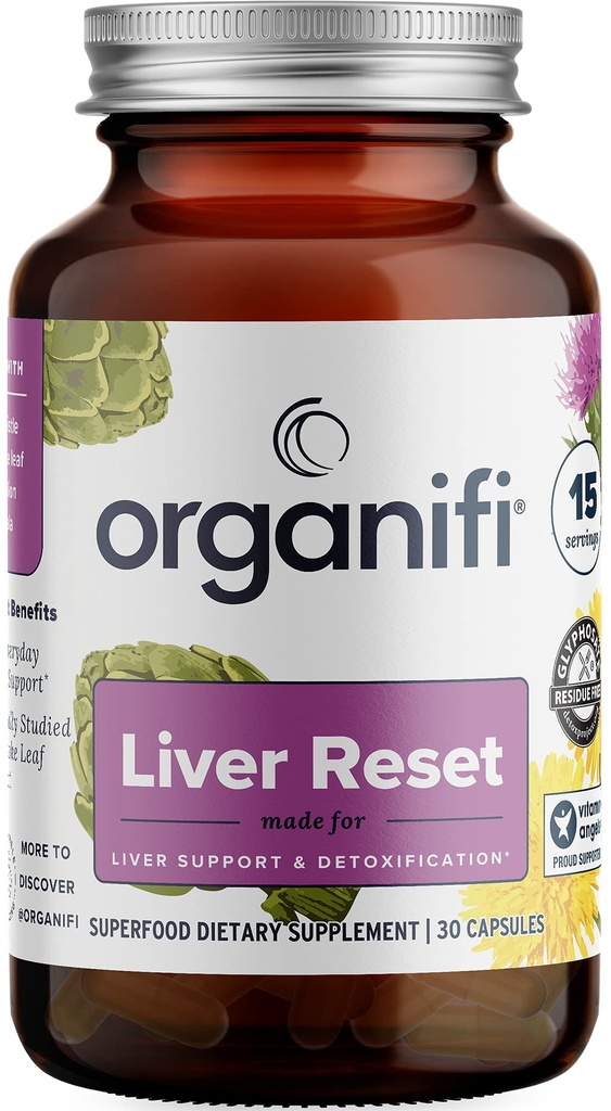 Organifi - Liver Reset - Liver Detox - Digestive and Immune Support - Promotes Cellular Energy Production, 30 Capsules