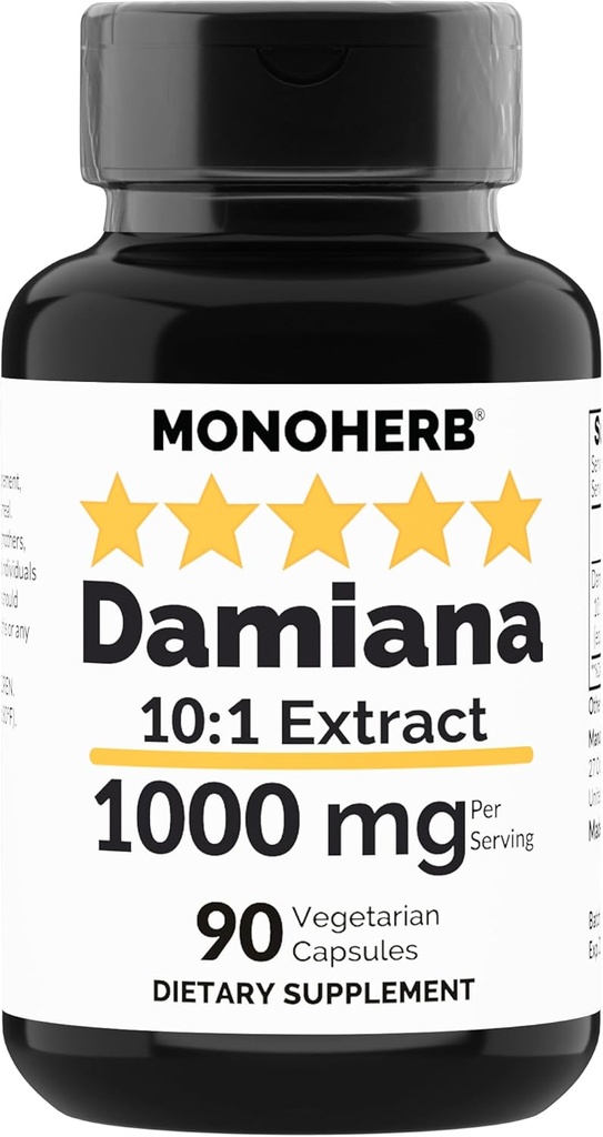 MONOHERB Damiana Extract 1000 mg - 90 vegetariska kapslar