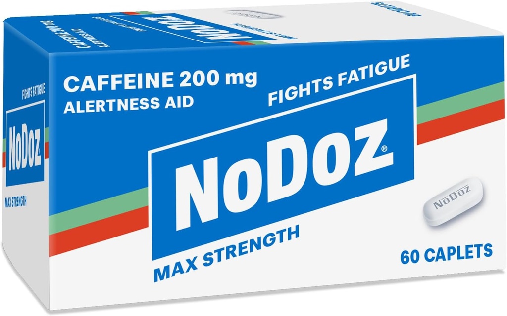 NoDoz 200mg Kofeiini pillid Maksimaalne tugevus, 60 kapslit kokku