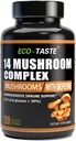 14 Muchrooms Supplement 120 Capsutions - Immumun System Booter & Notropedic Earment supplements – with Lion's Mani, Ryshi, nidge, ตุรกีหาง, Chaga Complexex – Black Peper for Absportation, 30% Beta-Glucan