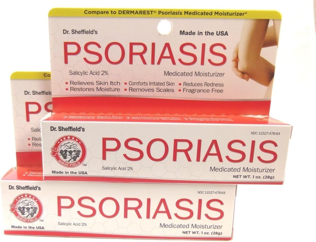 Dr. Sheffields Psoriasis 2% Salisik turşusu, Medicated Moisturizer (Paket 2)