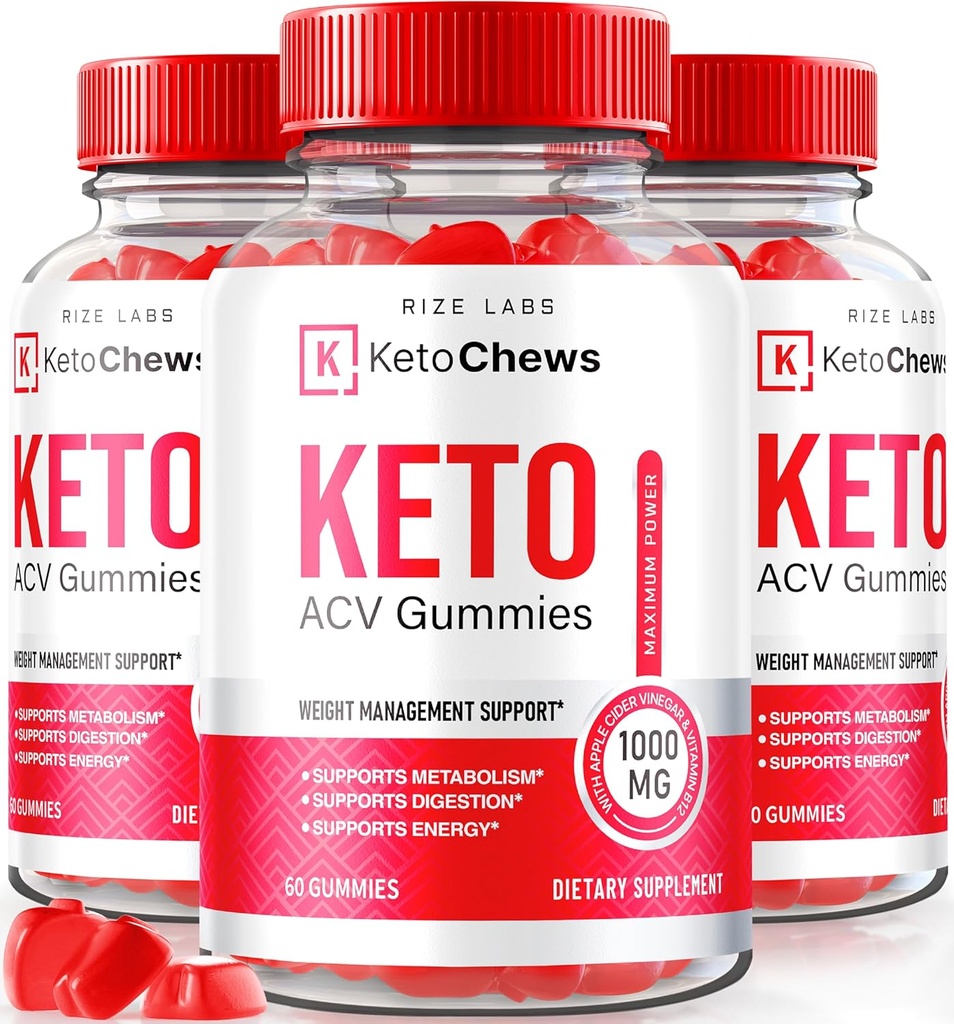 rize labs (Pack of 3 Keto Chews ACV Gummies for Advanced Weight Loss 525 mg, Premium Keto+ACV Supplement, All Natural Apple Cider Vinegar, Official Keto Plus ACV Reviews (180 Gummies))