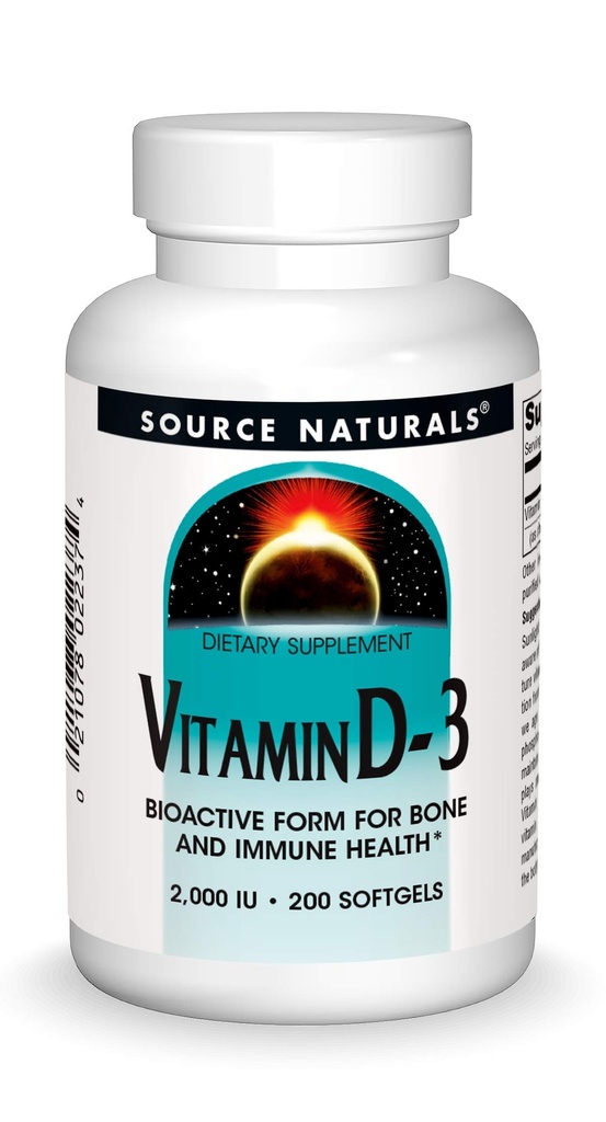 Source Naturals, Vitamin D-3, 2000 IU - 200 Softgels | Supports Bone & Immune Health*