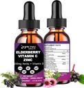 Biologische Vlierbessen Siroop, Liquid Drops Vlierbessen Vitamine C en Zink voor volwassenen, 11-in-1 Sambucus Zwarte Vlierbessen Tinctuur w/Vitamin D3, Zee Mos Zwart Zaad, Vlierbessen Immune Ondersteuning Supplement