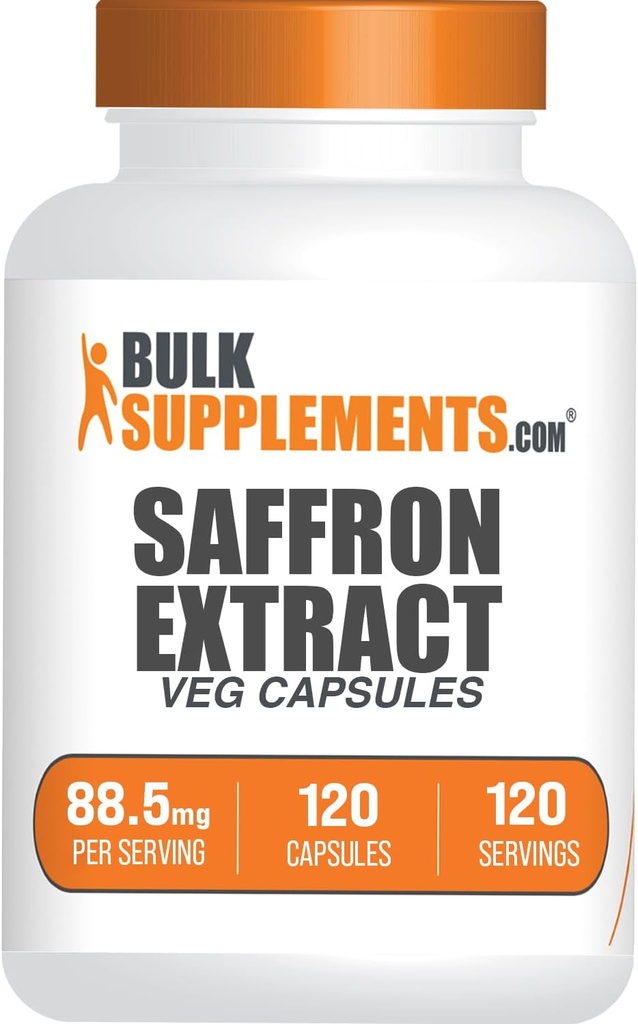 BulkSupples.com Saffron ekstraktas Kapsules - Dažų papildai, Dažų ekstraktas 88.5mg - Vegan & Gluten Free - 1 Kapsulė per Serving, 120 Veg kapsulės (pakuotė 1)