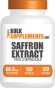 BulkSupplements.com Saffron kapsulak - Saffron gehigarriak, Saffron Erauzi 88.5mg - Vegan & Gluten Free - 1 kapsula zerbitzatuko, 120 Veg kapsula (1eko paketea)