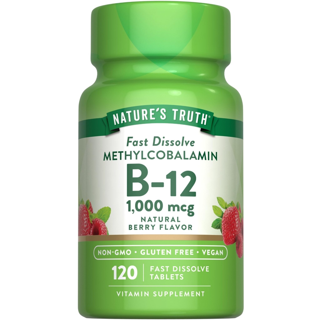 Nature's Truth B12 Vitamin Sublingual Tablets | 1000 mcg | 120 Count | Vegan, Non-GMO & Gluten Free