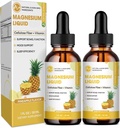 M pollice Magnesio Glycinate Liquido, Alto assorbimento Magnesio Gocce liquide con fibra di cellulosa, Bromelain, Vitamina B6, C, D, Zinco, Magnesio Supplemento per bambini e adulti, Sapore di ananas, 2 Confezione