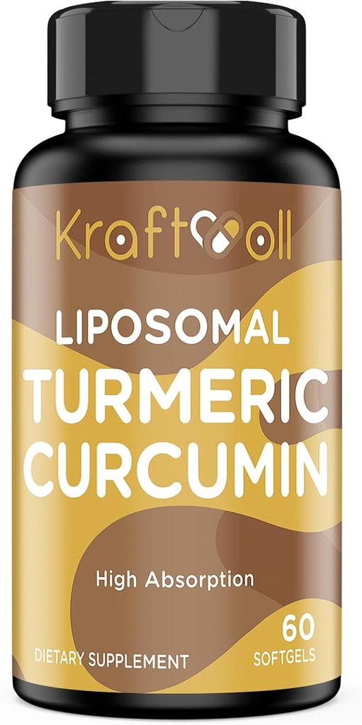 Suplemento de curcumina cúrmica lipossómica 2200 mg com Extrato de Pimenta Negra 15 mg para alta absorção e função articular, 60 Softgels para adultos
