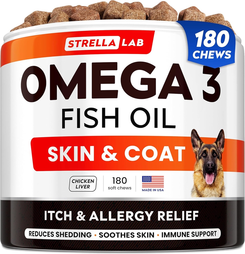 Treats Fish Oil Omega 3 untuk Anjing (180 Treats)