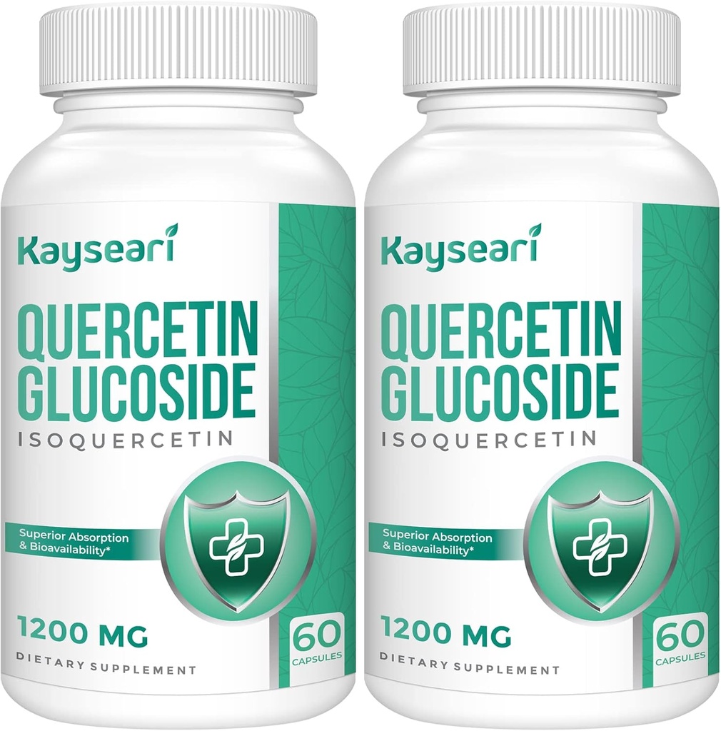 Quercetin Glucoside 1200mg Integratori - Isoquercetina con 6X Biodisponibilità, 120 capsule vegetali,Contenere Pepe Nero & Rutin per Max Absorption