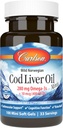 Carlson - Cod Liver Oil Minis, 280 mg Omega-3s + Vitaminen A en D3, Norwegian, Wild Caught, Sustainablely Sourced, 100 Mini Softgels