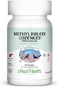 Maxi Health Methyl Folate Lzenges with B12 & B6, Ароматизирана памет, сърдечно-съдови Hormone & Имунна поддръжка Gluten Free, Kosher Berry, 90 Count